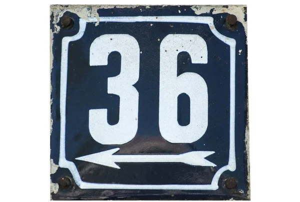 Wyblakły Grunge Kwadrat Metal Emaliowane Płytki Liczby Adres Zamieszkania Numerem — Zdjęcie stockowe