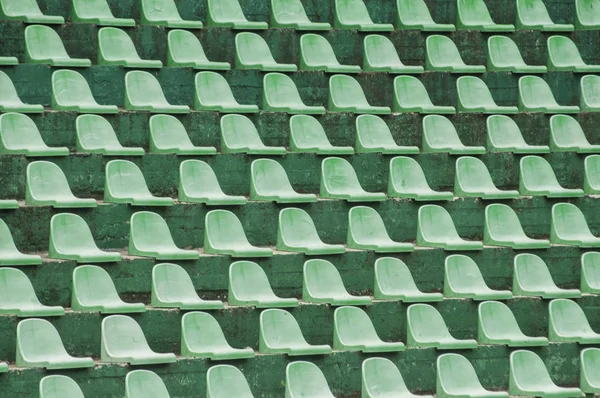 Empty Green Plastic Spectators Seats Closeup Tennis Court Stand — Stock Photo, Image