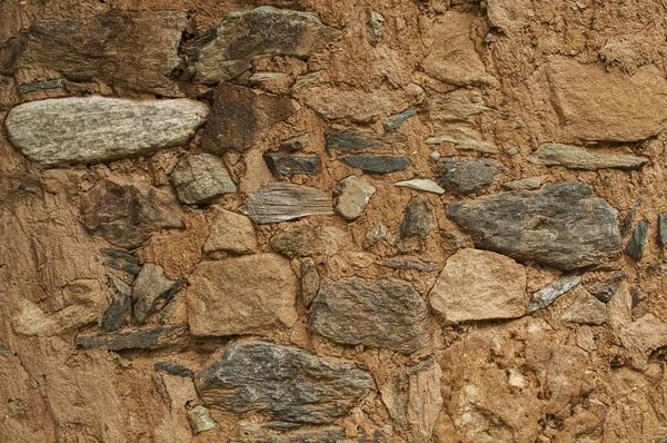 老格格风化石墙农村农舍特写镜头作为背景 — 图库照片