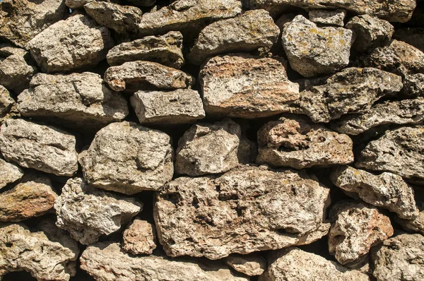 Taş Arka Plan Olarak Eski Kırsal Kuru Yığma Taş Duvar — Stok fotoğraf