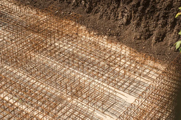 Excavation Pour Construction Grand Bâtiment Gros Plan Dans Journée Ensoleillée — Photo