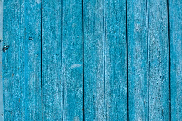 Vieilles Planches Bois Avec Craquelé Craquelé Peinture Bleue Gros Plan — Photo