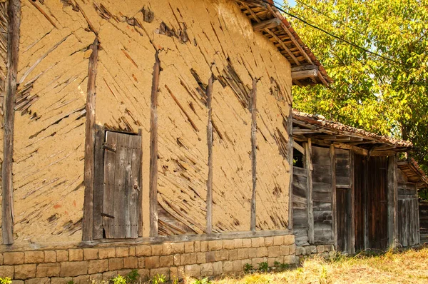 Adobe Gliny Ściany Wiejskiego Domu — Zdjęcie stockowe