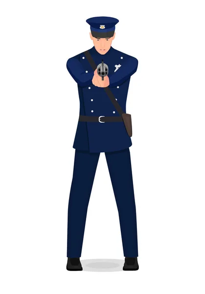 Policjant Ubiegłego Wieku Posiada Rewolwer Jego Ręce Policjant Celu Karnego — Wektor stockowy