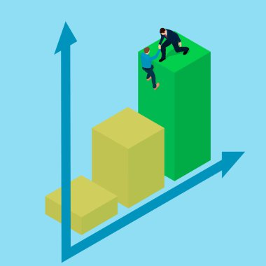 Deneyimli bir işadamı bir takım elbiseli bir adam finansal başarı elde yardımcı olur. Soyutlama işinde yardım.