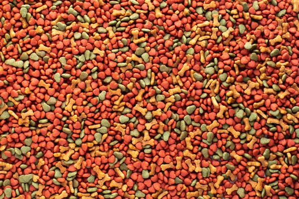 Colorful Dried Dog Food Background Top View Grain Pet Food — Stock Photo, Image