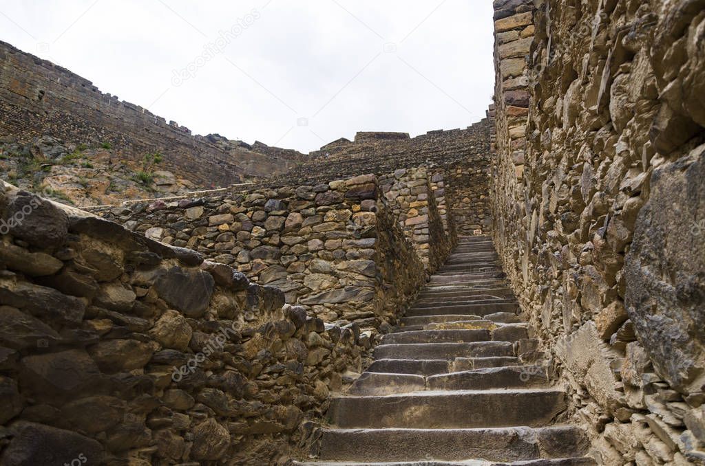 Ollantaytambo, Peru. Inca Fortress ruins on the temple hill