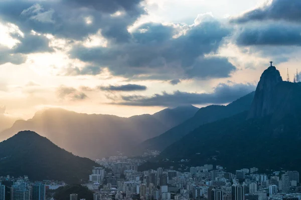 Aerial view of Rio de Janeiro with Christ Redeemer and Corcovado Mountain. Brazil. Latin America