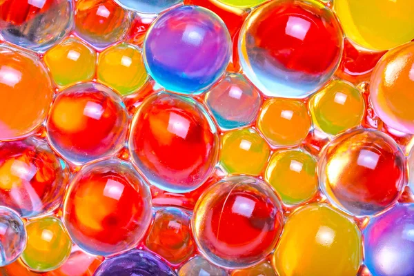 Close Multi Colored Hydrogel Beads Variety Colors Shapes — Stock Photo, Image