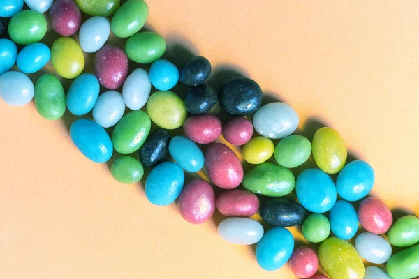 Strip Collected Set Multi Colored Candy Pebbles Diagonal Sweetness — Stock Photo, Image