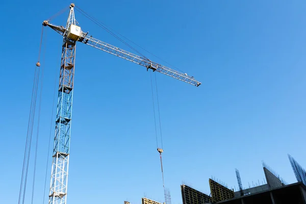 Tower Crane Background Blue Sky Lower Part Picture Part Building — Stock Photo, Image
