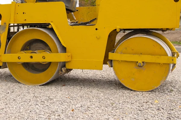 Chassis Large Yellow Rink Making Road Rink Rubble — Stock Photo, Image