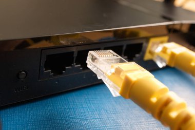 rg45 yama kablosu router, ev Internet arkası siyah konektöre eklenir