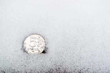 Beyaz soğuk kar 5 ruble Rus, donma Rublesi