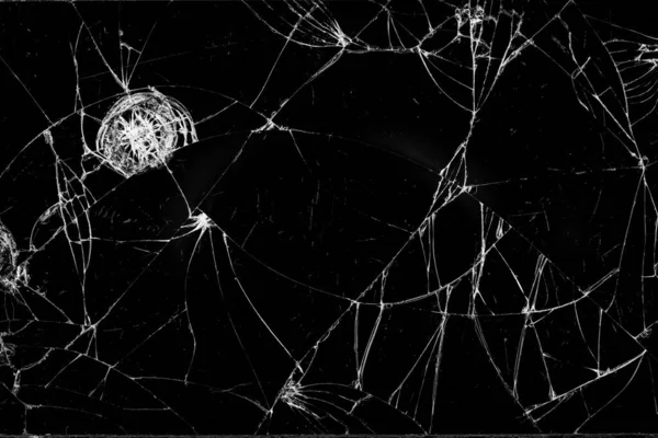 Broken Smartphone Screen Black Background Lot Cracks Broken Glass Texture — Stock Photo, Image