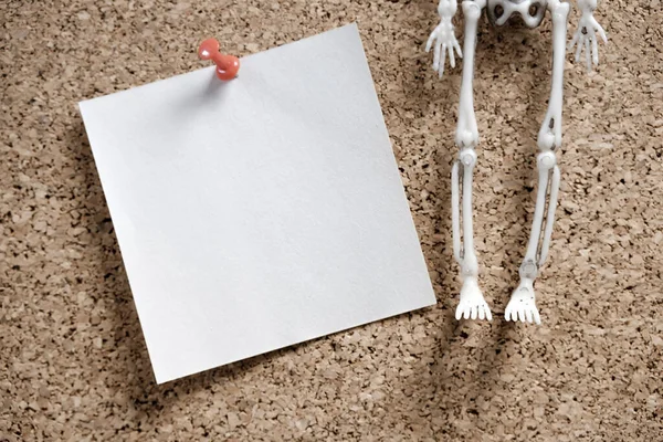 skeleton and piece of paper on the wall. intimidation of debtors who do not repay a loan