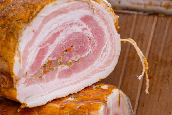 Carne Porc Laminată Vânzare Carne Afumată Vânzare — Fotografie, imagine de stoc