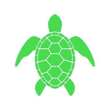 Deniz kaplumbağası. Kaplumbağa siluet. Beyaz arka plan üzerinde izole vektör simgesi.