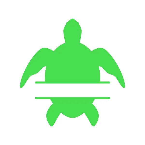 Tartaruga Marinha Silhueta Tartaruga Monograma Dividido Ícone Vetorial Isolado Fundo — Vetor de Stock