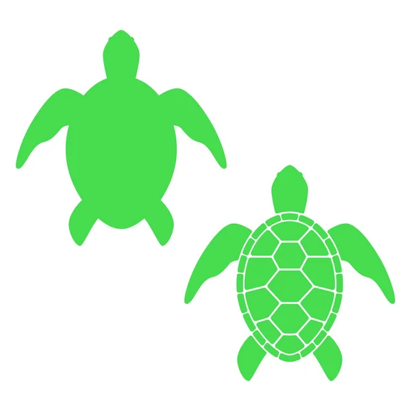 Havssköldpaddan Turtle Siluett Vector Ikonen Isolerad Vit Bakgrund — Stock vektor