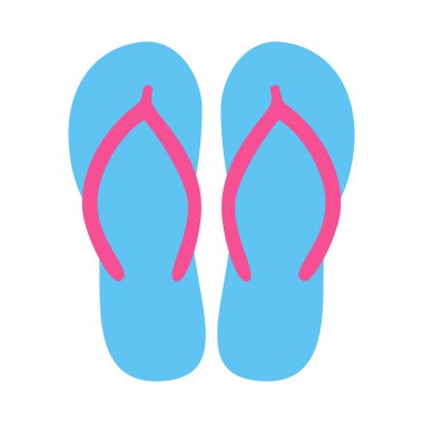 Renkli flip flop. Plaj terlikleri. Sandalet. Beyaz arka plan üzerinde izole vektör simgesi.