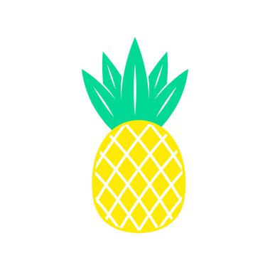 Ananas. Tropikal meyve. Beyaz arka plan üzerinde izole düz vektör çizim
