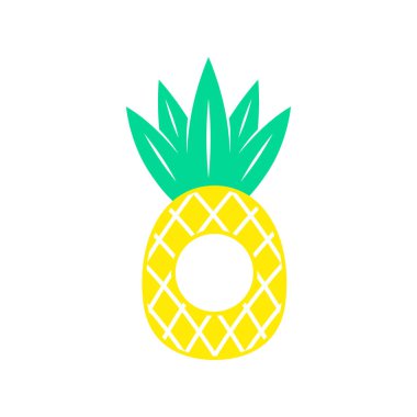 Ananas. Tropikal meyve. Beyaz arka plan üzerinde izole düz vektör çizim