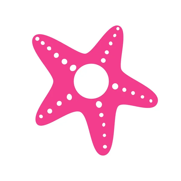 平らなスタイルでピンクのヒトデ ヒトデのアイコン 海の星 白を基調としたベクトルイラスト — ストックベクタ