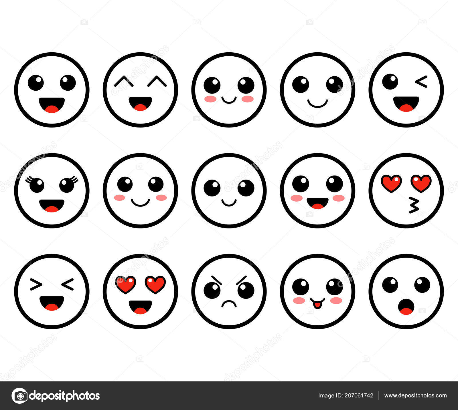 Kawaii Rosto Emoticon Ícone Vector Ilustração Design Royalty Free