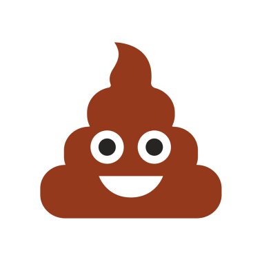 Emoji. Yüz poop. Şirin surat. Düz gülümseme. Beyaz arka plan üzerinde izole vektör çizim.