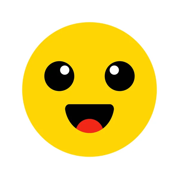Эмодзи Жёлтое Лицо Каваи Симпатичный Смайлик Плоская Улыбка Векторная Иллюстрация — стоковый вектор