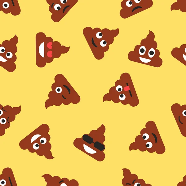 Seamless Pattern Poop Emojies Emoticons Background Texture Vector Illustration — Stock Vector