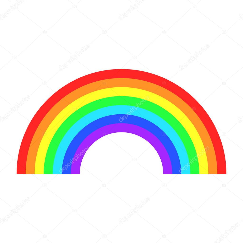 Vector color rainbow. Cartoon flat icon. Illustration isolated on white background.