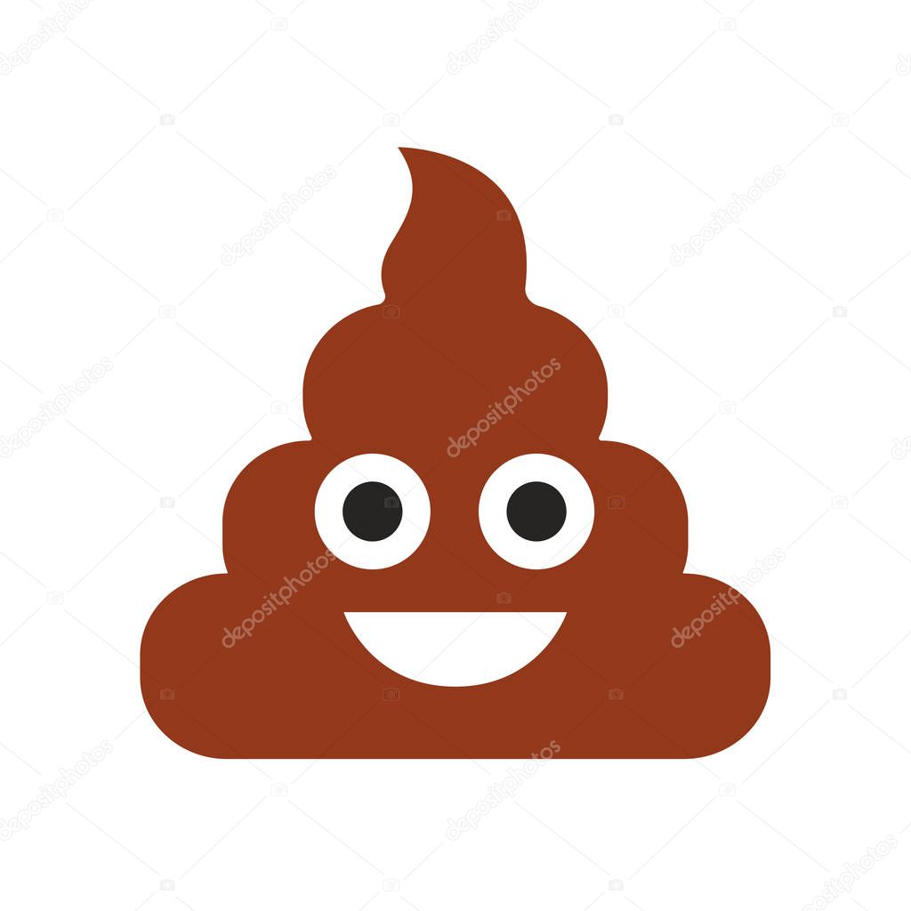 Emoji. Poop face. Cute emoticon. Flat smile. Vector illustration isolated on white background.