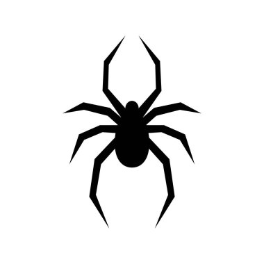 Siyah örümcek vektör siluet. Kara dul beyaz arka plan üzerinde izole. Düz vektör çizim