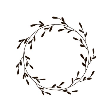 Noel sevinç çelenk. Elle çizilmiş vektör yuvarlak çerçeve davetiyeler, kartpostallar, tebrik kartları, tırnak, logolar, posterler ve daha fazlası için. Beyaz arka plan üzerinde izole vektör çizim