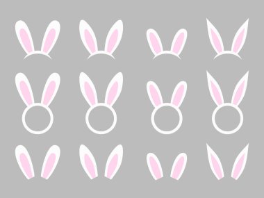 Bunny ears - vector collection. Easter bunny headband. Easter bunny ears mask. Hare ears head accessory. Vector illustration clipart