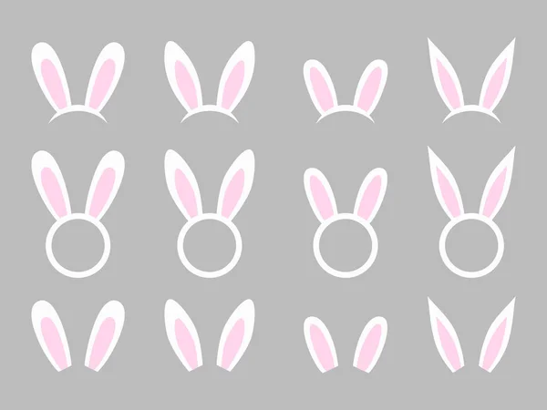 Las orejas de conejo - colección de vectores. Diadema de conejo de Pascua. máscara de orejas de conejo de Pascua. Orejas de liebre accesorio de cabeza. Ilustración vectorial — Vector de stock