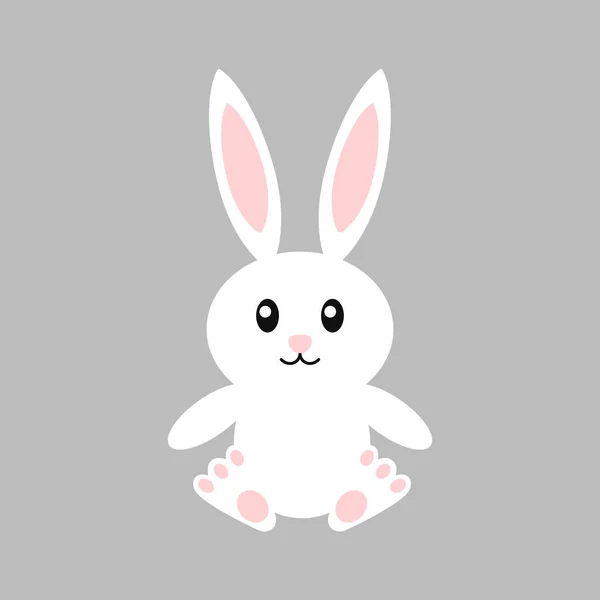 Zadowolony Zajączek - ilustracja wektorowa. Cute bunny. Biały królik na białym tle. Kreskówki — Wektor stockowy