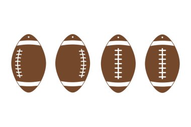 Amerikan futbolu küpe. Rugby. Spor top deri küpe şablonları. Vektör