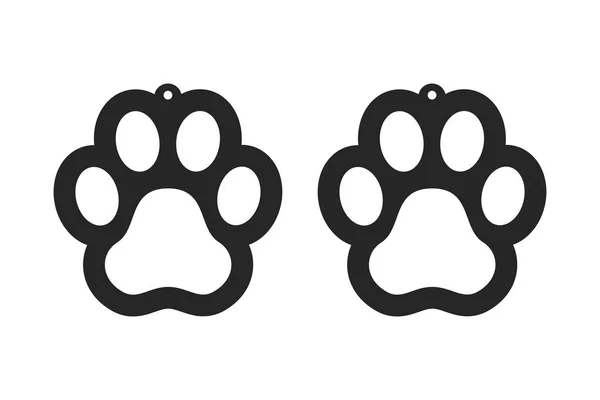 Paw oorbellen. Dog tag voor de kraag. Lasergesneden sjabloon. Sieraden maken. Vector — Stockvector