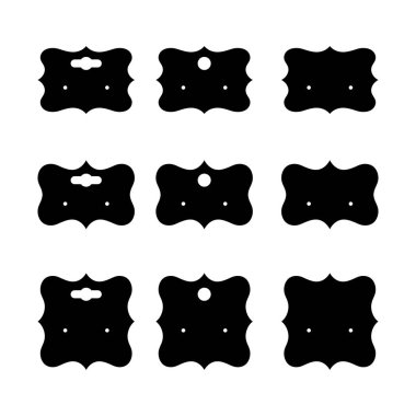 Küpe görüntü kartları - vektör. Mücevher kartları. Küpe asmak Etiketler üzerinde beyaz izole