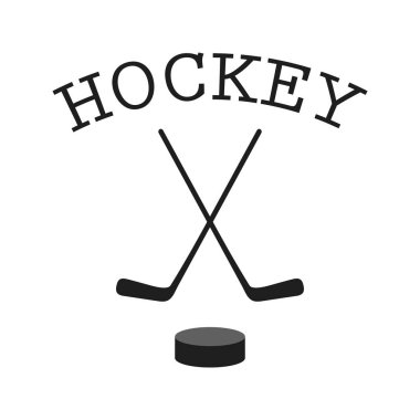 Hokey sopaları ve puck - vektör çizim geçti. Hokey clipart. Düz vektör simgesi üzerinde beyaz izole