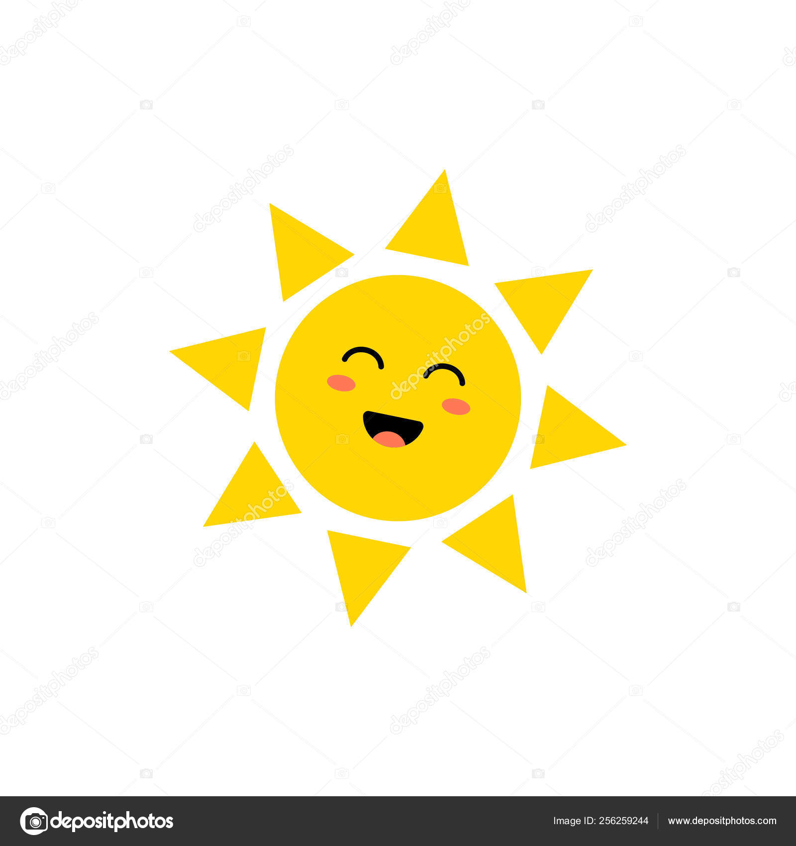 Sun Vector Icon Cute Yellow Sun With Happy Face Emoji Summer Emoticon Vector Illustration Stock Vector Image By C Chereliss