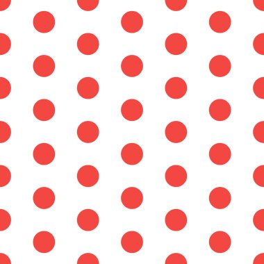Dikişsiz kırmızı noktalı desen. Polka nokta arka plan. Noktalar ile Soyut doku. Basit minimalist grafik tasarım.