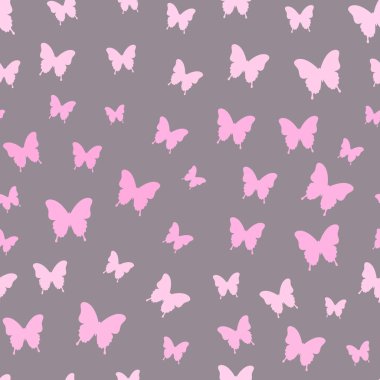 Kelebek vektör arka plan. Pembe kelebekler ile Dikişsiz desen. Uçan kelebekler. Kelebekler izi. Vektör