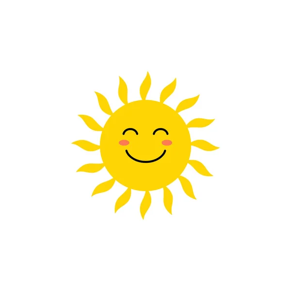 Sun - Vektorsymbol. süße gelbe Sonne mit glücklichem Gesicht. Emojis. Sommer-Emoticon. Vektorillustration — Stockvektor