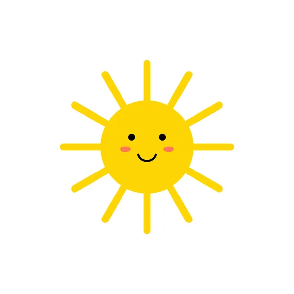 Soleil - icône vectorielle. Mignon soleil jaune avec le visage souriant. Emoji. Émoticône d'été. Illustration vectorielle — Image vectorielle