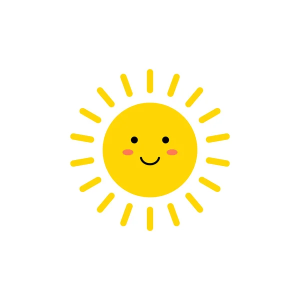 Sun - Vektorsymbol. süße gelbe Sonne mit lächelndem Gesicht. Emojis. Sommer-Emoticon. Vektorillustration lizenzfreie Stockillustrationen