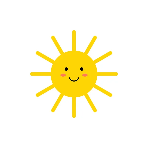 Sol - ícone vetorial. Sol amarelo bonito com rosto sorridente. Emoji. Emoticon de verão. Ilustração vetorial Ilustração De Bancos De Imagens